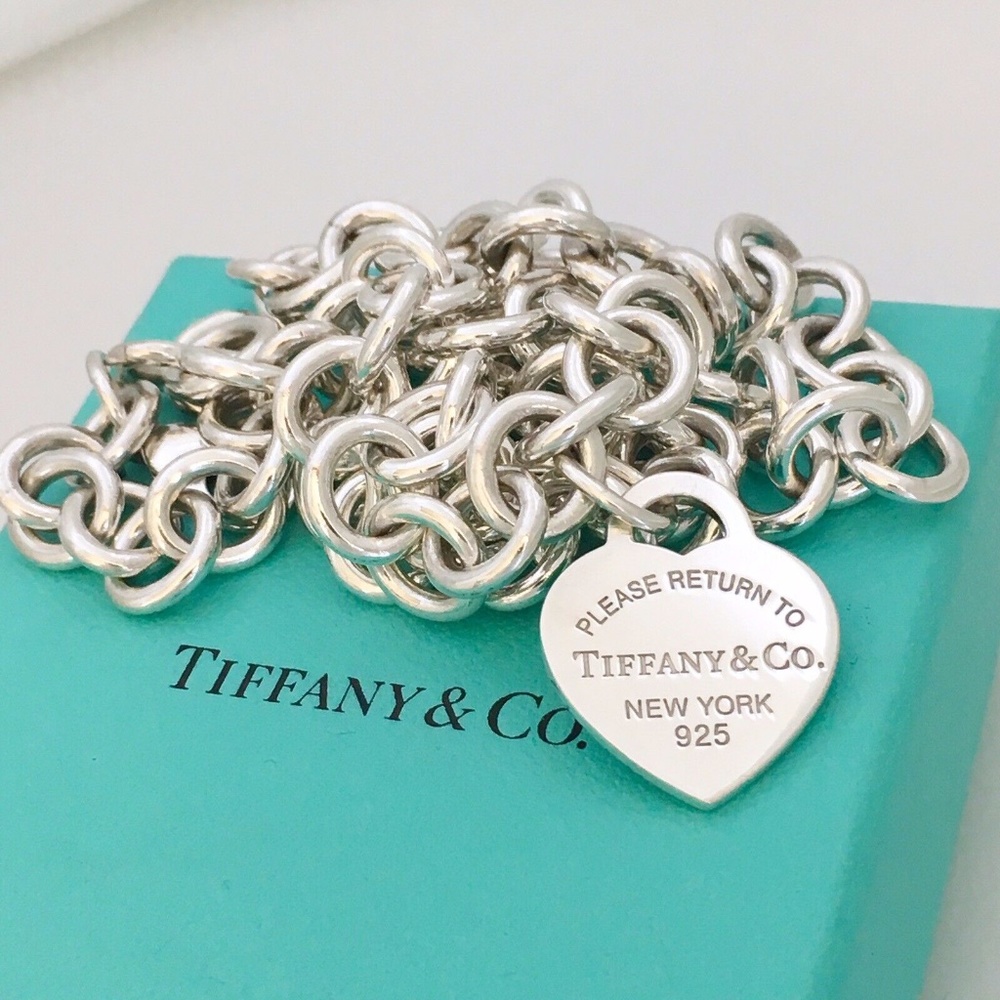 18" Please Return to Tiffany Heart Tag Necklace in Sterling Silver